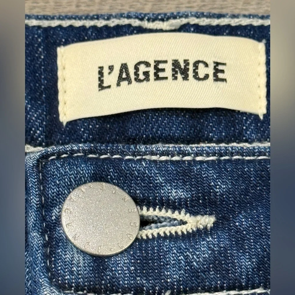 L'AGENCE Womens High-Rise Wide-Leg Cropped Jeans Size 29 Stretch